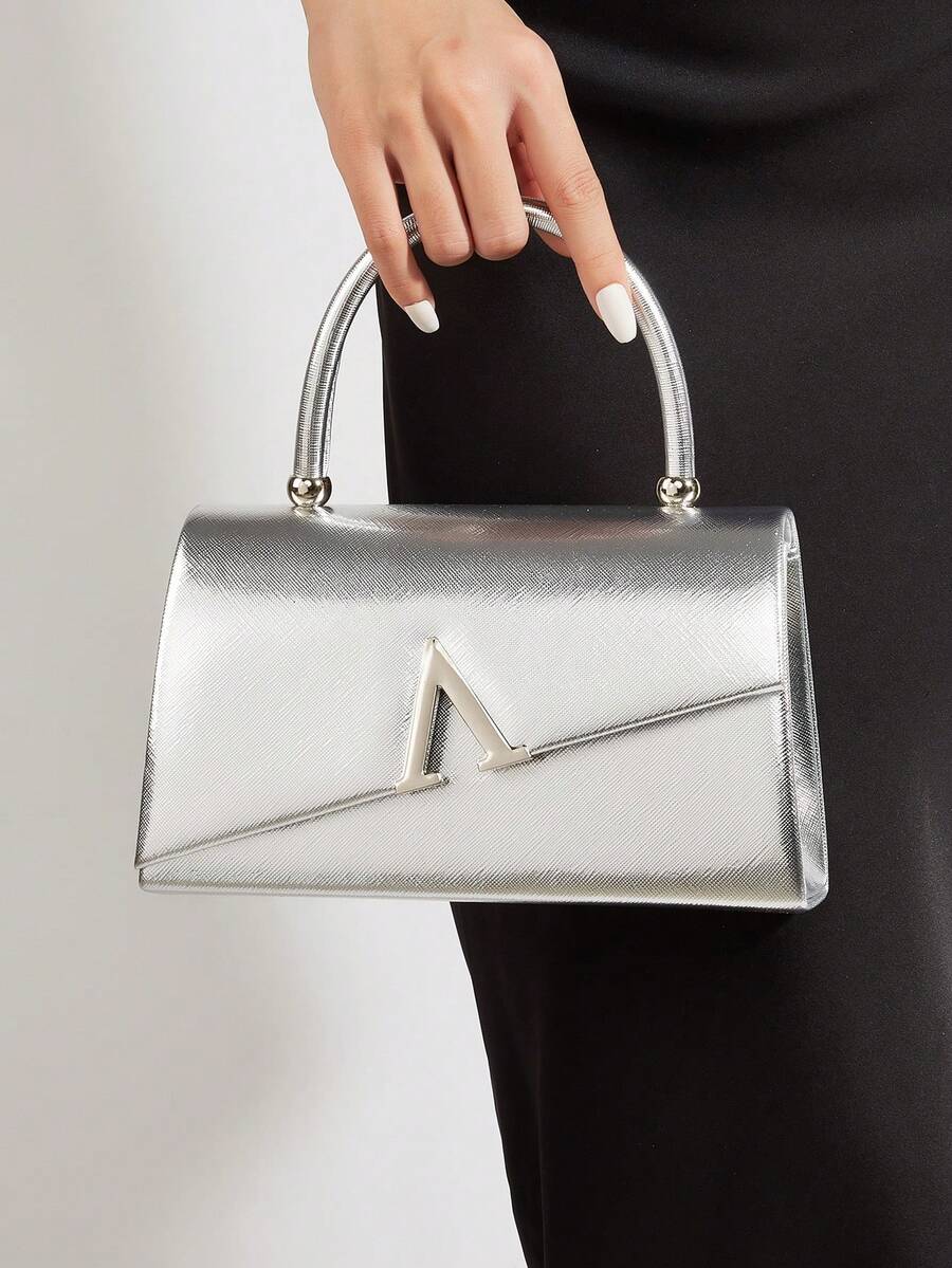 大容量优雅晚宴手拿包，闪亮女士手提包，时尚翻盖设计，尽显奢华质感，完美适用于各种盛大场合，是婚礼和派对活动的理想配饰。 - 銀色 - 查看 1