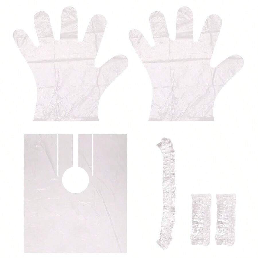 Disposable Hair Dye Kit - Includes Shower Caps, Ear Covers Plastic Gloves Hair Color Creme Application, Coloring, Dyeing, Bleaching Tinting, Suitable Salon Use - 10 * 配件套件 - 查看 1