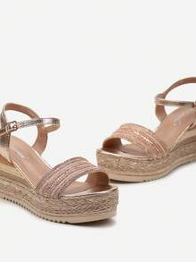 Sparkly Espadrille Wedges - Women's Summer Sandals For Casual & Evening