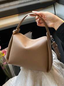 Women's Handbag, Fashion Minimalist Business Casual Tote Bag, Elegant Shoulder Bag, Black Bucket Bag - Khaki - View 4