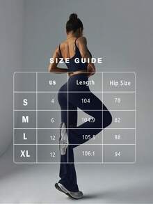 FWH Pantalones de yoga de cintura alta con diseño de pierna acampanada, elegantes y versátiles para uso casual, deportivo y al aire libre. Con bolsillos, efecto estilizador de caderas y abdomen, y alargador de piernas. - Azul Marino - Ver 3