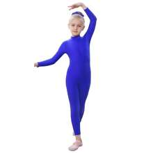 YgneeDom Kids Girls One Piece Spandex Unitards, Long Sleeve Turtleneck Unitard, Full Body Catsuit, Dance Leotard Costumes{"Color_name":"RoyalBlue","Size_name":"Medium"} - 皇家藍 - 查看 1