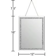 Rectangular Wall Mirror Crystal Crush Diamond Mirror For Home Decor Accent Mirror For Bathroom Entryway And Bedroom 12''x16'' 2pcs Silver