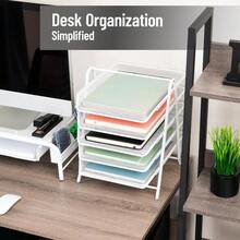Mind Reader Desk Organizer With 3 Sliding Trays For Letters Documents Mail Files Paper 5 Tier White - 5TierWhite - View 2