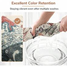 Soft Neutral Area Rugs 5x7, Washable Rug With Non Slip Backing, 5 X 7 Faux Cashmere Low-Pile Carpet, Cream White & Blue & Light Brown,  2025 Design - Black & Red - View 5