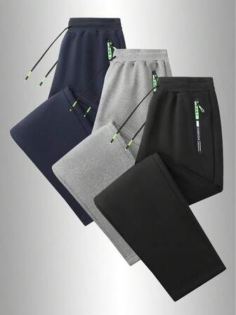 Men's Winter Casual Sport Pants With Drawstring Waistband And Side Pockets, Suitable For Running, Sports, Travel, Etc.