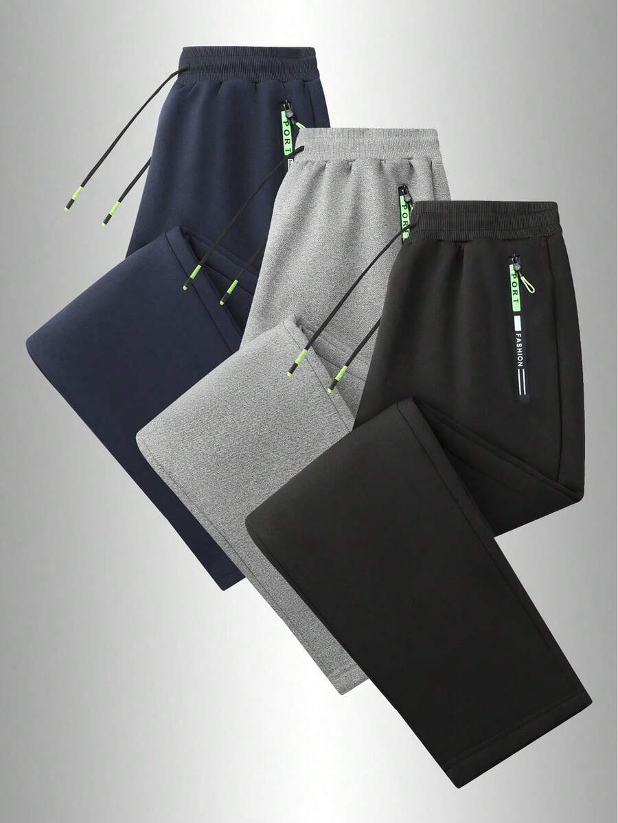 Quần thể thao nam mùa đông dáng rộng, có dây rút ở eo và túi bên hông, thích hợp cho chạy bộ, thể thao, du lịch, v.v. Màu đen, thích hợp cho mùa xuân. - màu đen - Xem 1