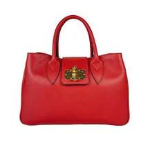 Genuine Hammered Leather Handbag With Removable Shoulder Strap – Dafne Model | Made In Italy - Rosso - View 9