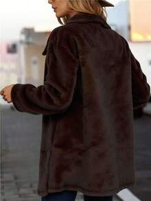 Novedades otoño/invierno Ropa de abrigo para mujer Abrigo de manga larga con ribete de piel y cinturón en la cintura Diseño cruzado para proteger del frío Forro polar grueso con cremallera y bolsillos Elegante estilo bohemio Y2K Casual, sensual, ropa para estar en casa, salidas, vacaciones, fiestas Conjunto de pantalón y prenda de punto cálida a rayas con motivos bordados Ideal para Navidad, Halloween, Año Nuevo, Día de Muertos, citas, cumpleaños, bodas,piel - Café integral - Ver 2