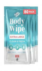 Body Wipes XL Shower Wipes Body Wipe For Adults Bathing, Traveling, Camping, Gym, Car, Elderly, Bedridden - Disposable Washcloths For Adults No Rinse 1 Box, 5 Pack (50 Ct) - ColorB - 查看 8