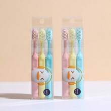 3pcs Kids Candy Color Cute Cartoon Soft Bristle Toothbrush, For 2-6 Years Old Children, Ultra Soft For Cleaning Teeth Gently - Color Mixing - View 1