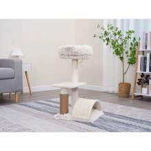 Three-Tier Cream-Colored Cat Tree, Approximately 27.8 Inches High. Includes Arched Scratching Post And Full Grooming Accessories. Integrated Scratching And Grooming Function - 預設 - 查看 7