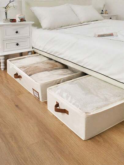 1 pieza Bolsa de almacenamiento de edredón de algodón no tejido para la parte inferior de la cama, bolsa de clasificación a prueba de polvo para armario de ropa, plegable, caja de almacenamiento