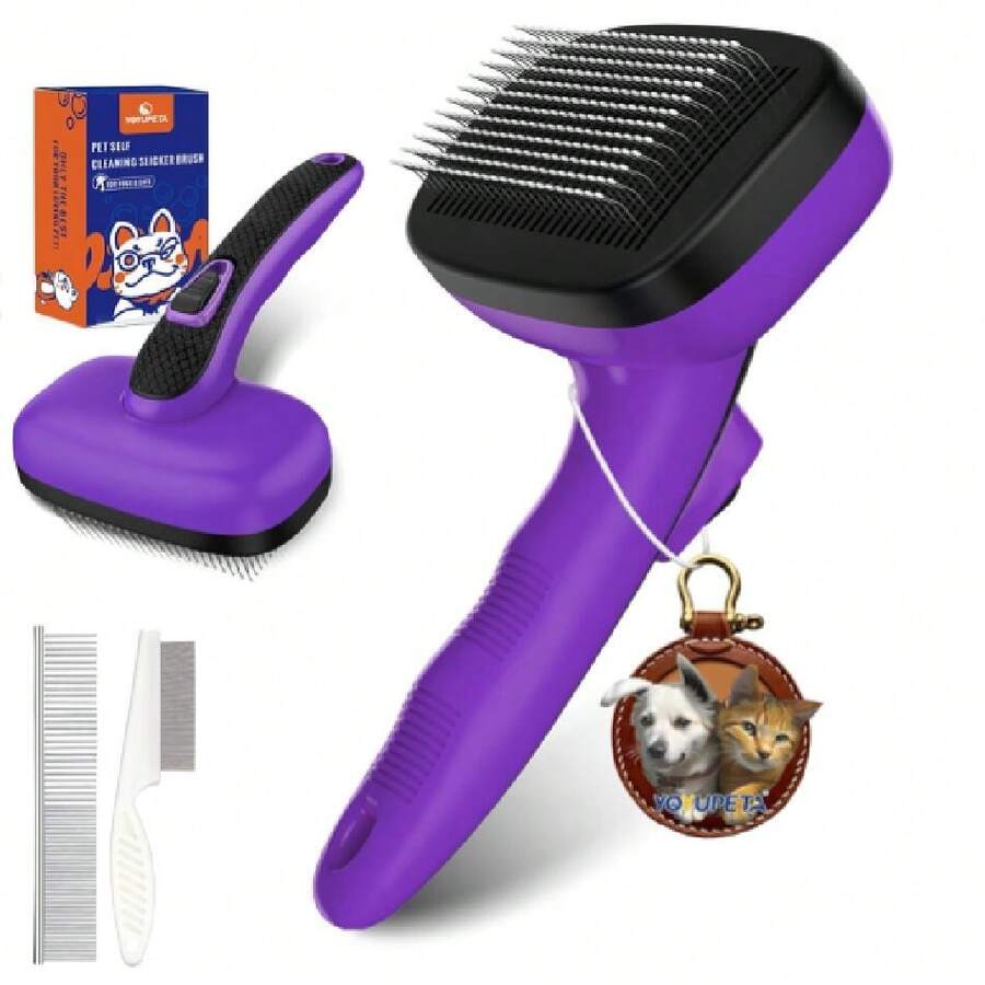 9-Piece Dog Grooming Brush Kit – Self-Cleaning Slicker, Shedding Comb, Nail Clippers, Scissors & Storage Bag - View #4