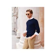 Men's Crew Neck Sweater Slim Fit Lightweight Sweatshirts Knitted Pullover For Casual Or Dressy Wear - 深藍色 - 查看 4