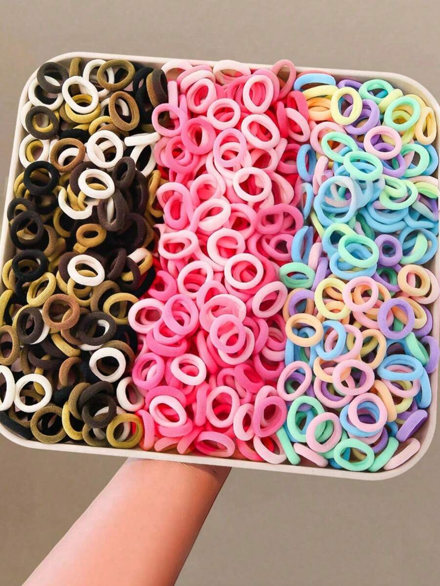100/500/1000pcs Warna Acak Ikat Rambut Elastis Sederhana Ombre Pink & Khaki untuk Anak Perempuan, Cocok untuk Penggunaan Sehari-hari - MultiWarna - View 1