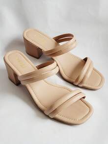 Women's Clog Sandal With Comfortable Medium Heel - màu nâu - Xem 1