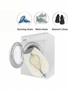 كيس تنظيف الحذاء بتغليف 360 درجة، كيس غسيل الحذاء القابل لإعادة الاستخدام، مناسب للغسالة والمجفف، مع سحاب أمان، يناسب جميع أنواع وأحجام الأحذية، اكسسوارات الغسيل - متعدد الألوان - مشاهدة 3