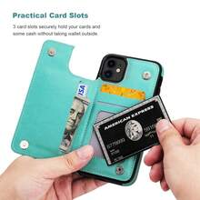 Compatible With IPhone 11 Case Wallet With Card Holder, Embossed Butterfly Premium PU Leather Double Magnetic Buttons Flip Shockproof Protective Cover For IPhone 11 6.1 Inch(Green){"Color_name":"Green"} - 多色4 - 查看 6
