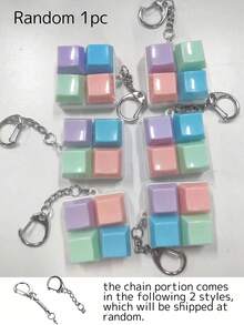 1 pieza Llavero antiestrés, diseño de tecla de teclado, juguete antiestrés para adultos, anillo para presionar con los dedos, herramienta calmante, enfoque y relajación - Multicolor - Ver 11