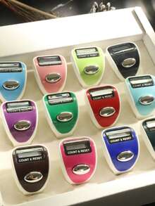 1件装（12个/套）迷你便携式指环计数器，电子手动按钮计数计数器，拇指点击计数器，适用于学习、运动和其他计数活动 - 彩色 - 查看 6