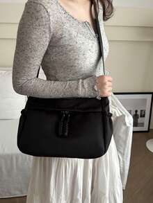 大容量帆布包-女士新款春夏休闲单肩斜挎月亮包百搭日常百搭饺子包 - 彩色 - 查看 6