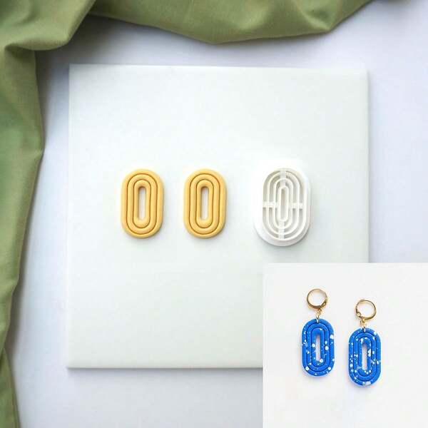 1 pieza Molde de arcilla ligero en forma oval para hacer pendientes y joyas hechas a mano DIY