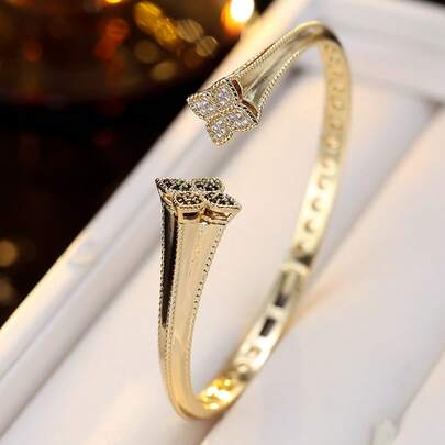 1 szt. Delikatna bransoletka z kwiatowym elementem w stylu vintage, nowa luksusowa biżuteria niszowa