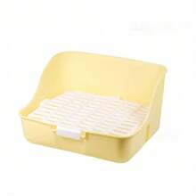 宠物兔砂盆，防溅尿盆，适用于雪貂、豚鼠、兔子、龙猫，方形砂盆，带钢丝/塑料底网 - 彩色 - 查看 12