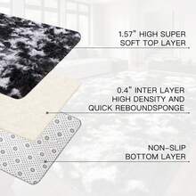 Sour Lemon Rugs Living Room 200x300cm, Grey Area Rugs For Bedroom, Washable Anti Slip Extra Large Shaggy Soft Rug Fluffy Modern Floor Carpets Mat Beside Carpet, Long Runner Rug For Hallway - 黑與白 - 查看 5