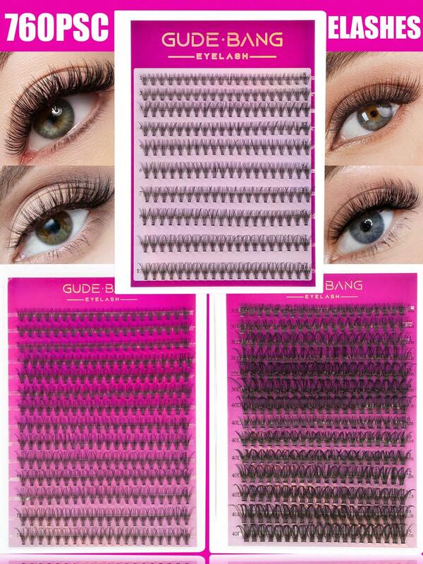 760 Clusters, Lash Cluster D Curve, Extremely Soft, Extremely Large Capacity, Extremely Natural, Exquisite Lashes, 20D/30D/40D Artificial Lash Extension Mixed Pack, Suitable For Female Eyelids, Ideal Choice For Beginners.