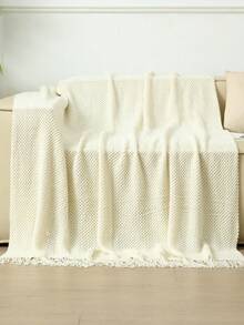 A Solid Color Particle Knitted Blanket, Nordic Style Acrylic Rectangular Office Nap Sofa Blanket Air Conditioning Blanket Knitted Small Blanket Shawl Cover Blanket Blanket Bed End Blanket - Màu be ngô - Xem 2