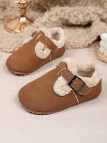 2024秋冬新款儿童绒面冬鞋纯色加绒韩版男童女童鞋 - 杏色 - 查看 8