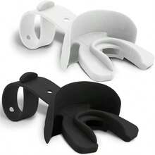 2Pcs Bucal Futbol Americano, Mouth Guard con Canal de Flujo de Aire, con Correa, Proteccin de Doble Capa, TPR Grado Alimenticio, para Boxeo, Rugby, Hockey, Ftbol, Hockey Sobre Hielo y Otros Deportes Negro+ Blanco - Negro + Blanco - Ver 2