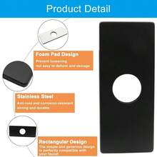 6 Hole Cover Deck Plate, Matte Black Escutcheon Plate Stainless Steel Bathroom Faucet Plate Rectangle Faucet Cover Plate 1 Or 3 Hole Bathroom Vanity Sink Faucet - 最初的 - 查看 5