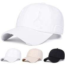 AR 1pc Men's Iron Ring Baseball Cap, Distressed Embroidery Sports Hat, Adjustable Outdoor Sun Protective Casual Cap, Suitable For Spring/Autumn Trips, Travel, Beach, Party