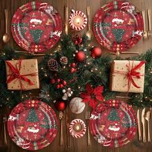 130pcs Red Christmas Disposable Tableware Set, Including 30 Paper Cups, 30 7-Inch Paper Plates, 30 9-Inch Paper Plates And 40 Paper Napkins, Perfect For Camping, Patio Barbecues, Picnics,Weddings,Christmas, Parties And Birthdays, Suitable For Party Decorations, Home Decorations, Birthday Decorations, Birthday Party Decorations,