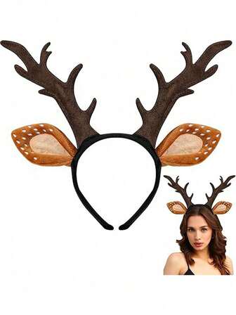 1pc Deer Antler Headband, Cute Reindeer Antler Ears Women's Costume Accessory, Suitable For Christmas, Cosplay Parties, Gifts, Headbands, Hair Hoops, Autumn Outfits, Beauty, Hair Band ,Hairband For Women