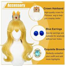 Blonde Curly Cosplay Wigs For Women Princess Wig Set With Crown & Earrings – Heat‑Resistant Synthetic Hair For Halloween, Costume Parties, Comic Con{"Size_name":"25.5in--Length[Adult]"} - 25.5吋--長度[成人] - 查看 4