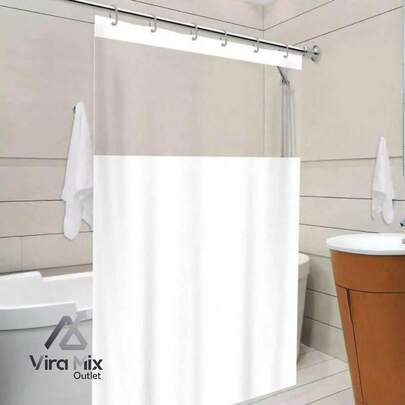 Cortina Para Box de Banheiro Preta/ Bege/ Branca/ Cinza 1,38m x 1,98m 100% PVC Impermeável