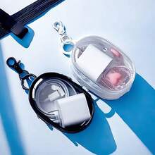 1 pieza Bolsa de almacenamiento con cremallera transparente en blanco y negro + 1 pieza de gancho, se puede llevar y colgar en la bolsa, adecuado para auriculares, estuche de carga, llavero, anillos, bolsa de accesorios de viaje transparente