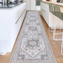 Soft Neutral Area Rugs 5x7, Washable Rug With Non Slip Backing, 5 X 7 Faux Cashmere Low-Pile Carpet, Cream White & Blue & Light Brown,  2025 Design - 奶油白和藍色 - 查看 20