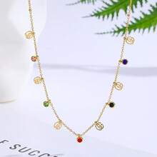 16/20 Inch Delicate Necklace Set, Lightweight Luxury Gold Color Necklace With Colorful Zirconia Stones, Everyday Wear Sophisticated Minimalist Design
