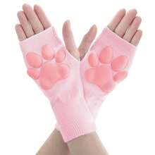 Nydotd Cat Paw Pad Mittens Gloves Kawaii Pink 3D Claw Fingerless Cute Cat Cosplay Gloves Sleeve For Girls Party{"Color_name":"LightPink","Size_name":"Short"} - 淺粉紅色 - 查看 1