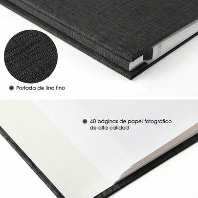 Álbum de Fotos - Álbum de Recortes Magnético Autoadhesivo - 40 Páginas en Blanco con Cubierta de Marco de Tela - para Bodas, Cumpleaños (11x10.6 Inches 40 Pages, Negro)