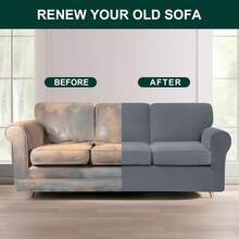 CHUN YI Juego de Fundas de Sofá Elásticas de 7 Piezas, Funda de Sofá de 3 Plazas con Tres Respaldos Separados y Cojines con Bandas Elásticas, Tela Jacquard de Spandex (Tamaño Grande, Gris Claro) -  China - Gris Claro - Ver 7