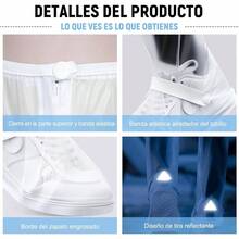 Bonbell Protector de Zapatos Iluvia, Cubre Zapatos Impermeable, Botas de Lluvia Plegable, Funda Antideslizante y Reutilizable con Cinta Reflectante, Cubrecalzado para Motocicleta, Tenis y Ciclismo - BLANCO - Ver 5