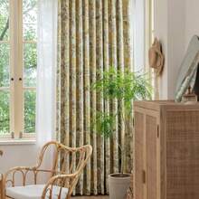 Floral Curtains For Bedroom Pattern Dark Green Vintage Painting Flower Blackout Window Drapes Room Darkening For Living Room 84 Inches Long 2 Panels-WillowSheen - 棕色 - 查看 3