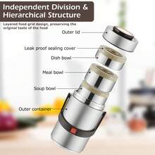 Hot Food Storage Container, 3 Tier Stackable Vacuum Insulated Food Jar, Stainless Steel Wide Mouth Soup, Portable Leak-Proof Lunch Bento Box For Office Travel Outdoor, 2.3L - 銀色 - 查看 6