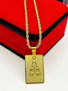Aparecida Bahia Women's Necklace Stainless Steel Gold Plated Men's Chain - Dorado - Ver 2